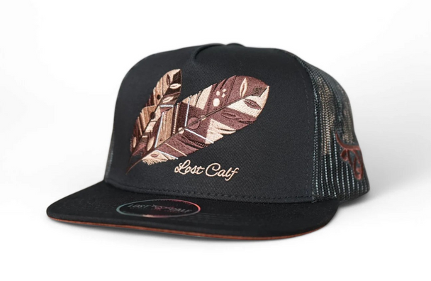 LOST CALF TRIBE BROWN FLAT FEATHERS - HATS CAP  - TRIBE BROWN FLAT
