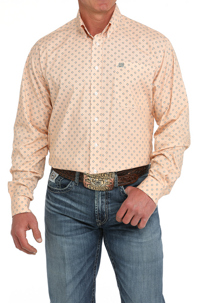 CINCH ORANGE GEOMETRIC PRINT - MENS SHIRT  - MTW1105884