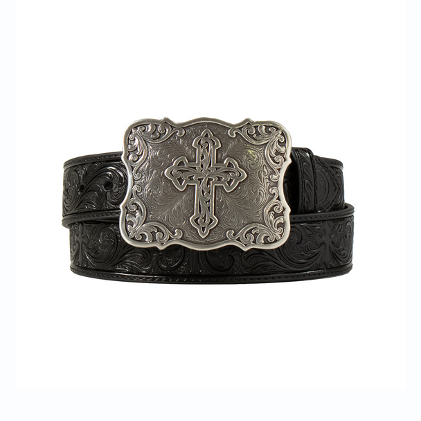 NOCONA EMBOSSED CROSSED STRIPED BLACK - ACCESSORIES BELT LADIES - N3483801