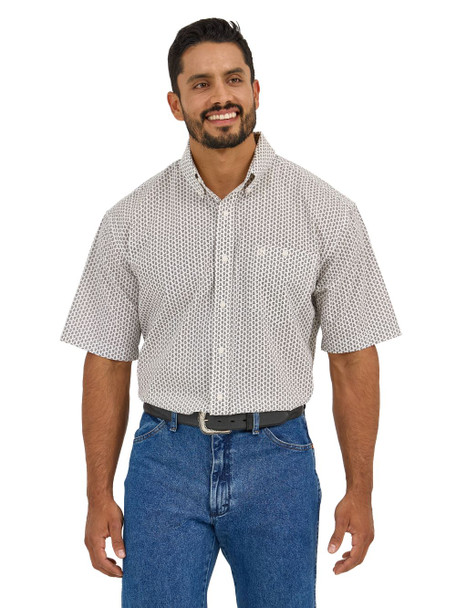 WRANGLER CLASSIC FIT BROWN PRINT - MENS SHIRT  - 112366981