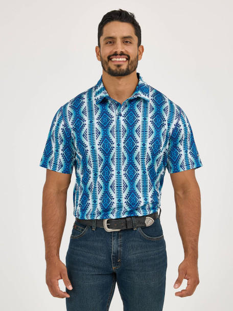 WRANGLER AZTEC MYSTIC BLUE PRINT - MENS POLO  - 112366978