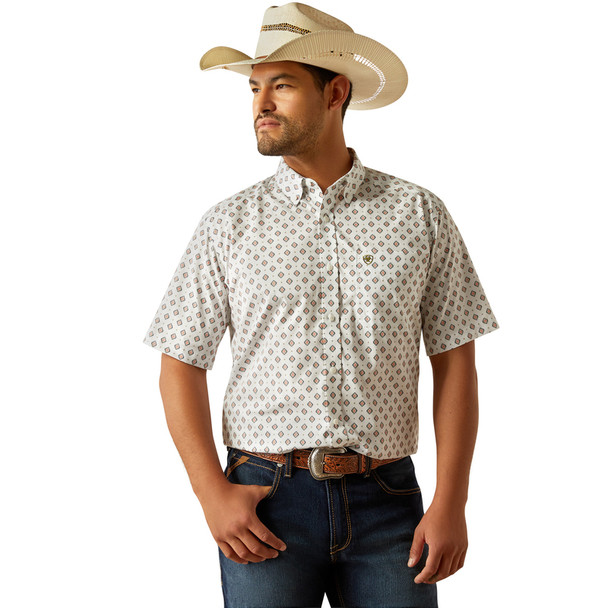 ARIAT EVAN WF CLASSIC WHITE PRINT - MENS SHIRT  - 10058742