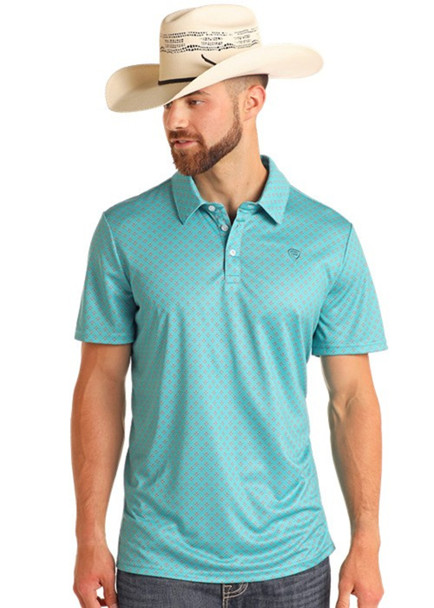 ROCK & ROLL GEO PEACOCK PRINT - MENS POLO  - BM51T05999