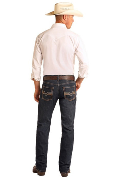 ROCK & ROLL LEATHER EMB REVOLVER DARK - MENS JEANS  - BM1RD06140