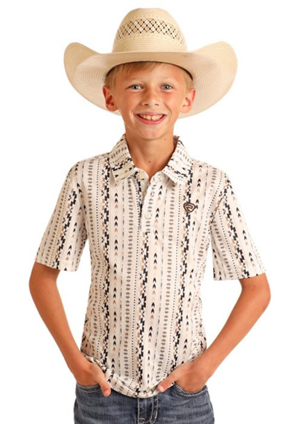 ROCK & ROLL AZTEC NATURAL PRINT - KIDS BOYS POLO - BB51T06004