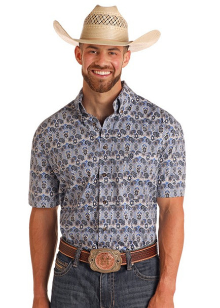 ROCK & ROLL PAISLEY PRINT BLUE - MENS SHIRT  - BMB3S05859-45