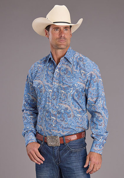 STETSON SNAP SUNRISE PAISLEY PRINT - MENS SHIRT  - 11-001-0425-4013BU