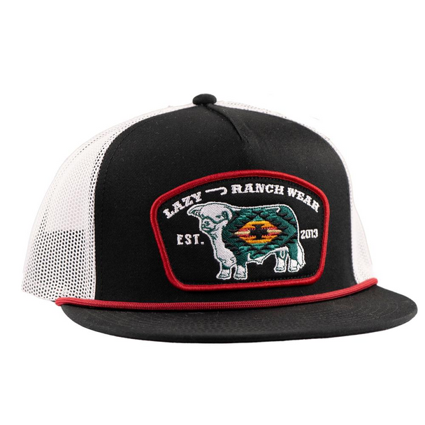 LAZY J RANCH WEAR BLACK & WHITE NATIVE ROPE - HATS CAP  - BLKWHT4-NATIVE
