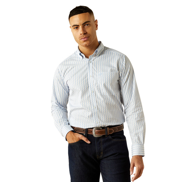 ARIAT WF FITTED DEZMOND BLUE PRINT - MENS SHIRT  - 10058988
