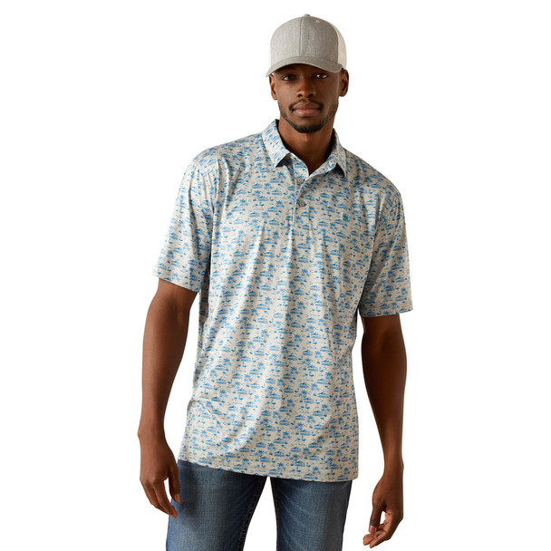 ARIAT CHARGER 2.0 GREY HEATHER - MENS POLO  - 10058846