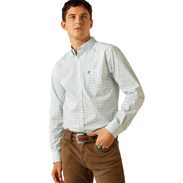 ARIAT STEARNS FITTED LIGHT BLUE - MENS SHIRT  - 10058995