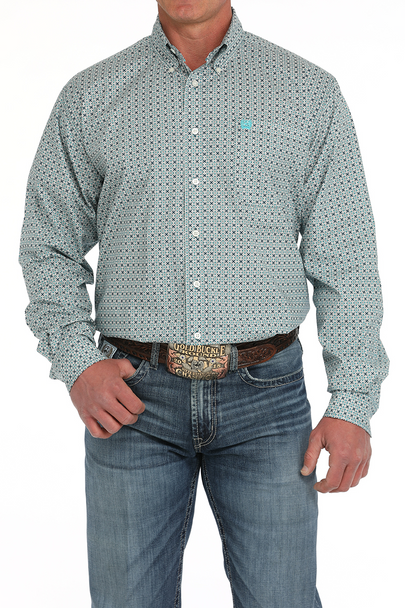 CINCH CREAM GEOMETRIC PRINT - MENS SHIRT  - MTW1105901