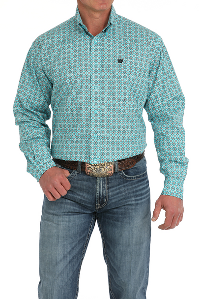 CINCH MEDALLION TURQUOISE PRINT - MENS SHIRT  - MTW1105902