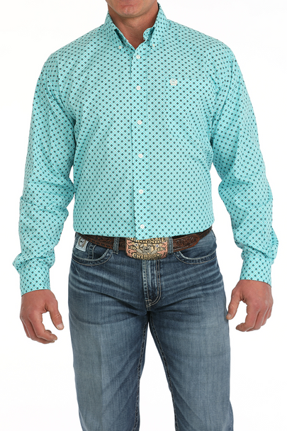 CINCH GEOMETRIC TURQUOISE PRINT - MENS SHIRT  - MTW1105904