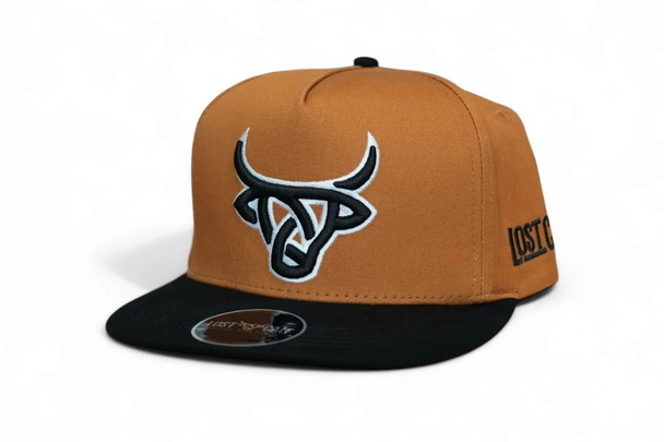LOST CALF 3D LOGO BLACK BROWN - HATS CAP  - MEDALLION FLAT