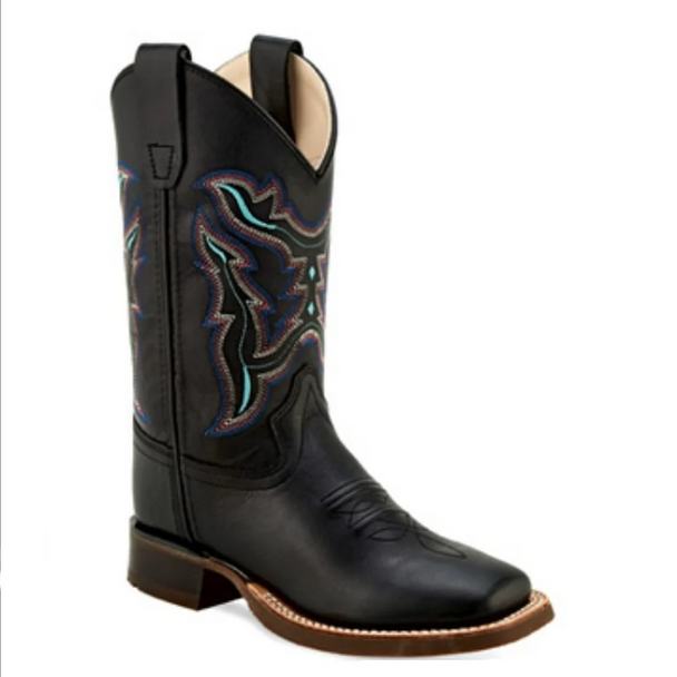 OLDWEST BLACK MULTI COLOR STITCH BOOT - BOOT KIDS BOYS - BSY1896