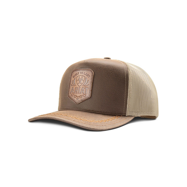 ARIAT OILSKIN FAUX LEATHER PATCH TAN - HATS CAP  - A300094502