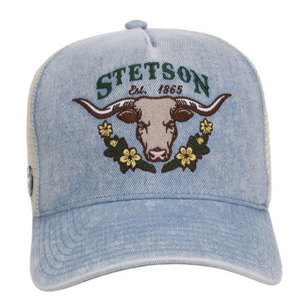 STETSON LONGHORN FLORAL EMBROIDERY - HATS CAP  - 07-077-0102-0132BU