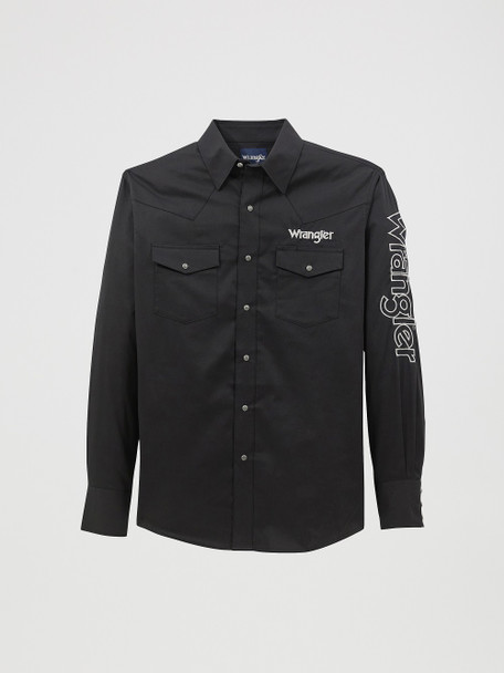 WRANGLER LOGO SNAP BLACK - MENS SHIRT  - 112368538