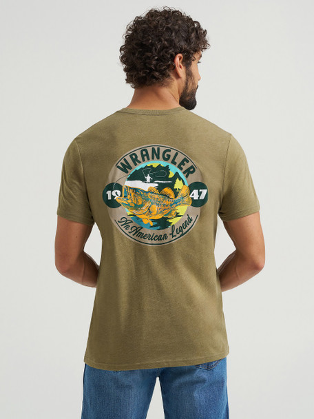 WRANGLER BURNT OLIVE HEATHER - MENS TEE  - 112365670