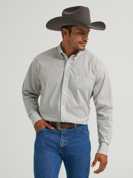 WRANGLER GEORGE STRAIT BROWN NILE BLUE - MENS SHIRT  - 112368201