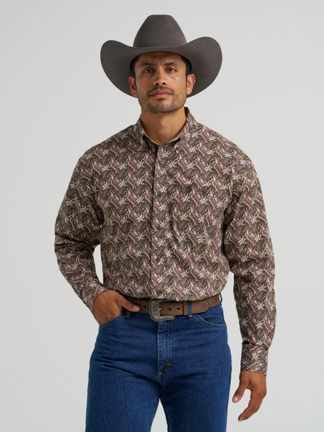 WRANGLER GEORGE STRAIT BROWN PAISLEY - MENS SHIRT  - 112368230