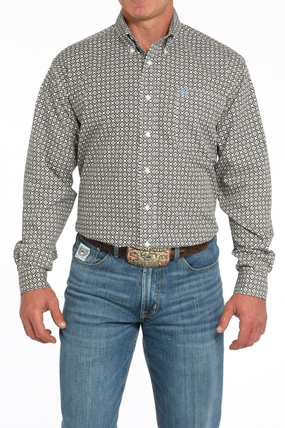 CINCH CREAM MEDALLION PRINT - MENS SHIRT  - MTW1105950