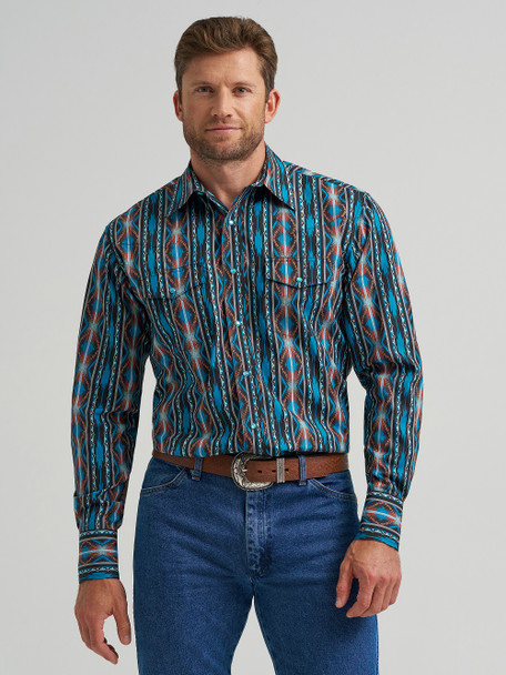 WRANGLER CHECOTAH TURQUOISE MULTI PRINT - MENS SHIRT  - 112367735