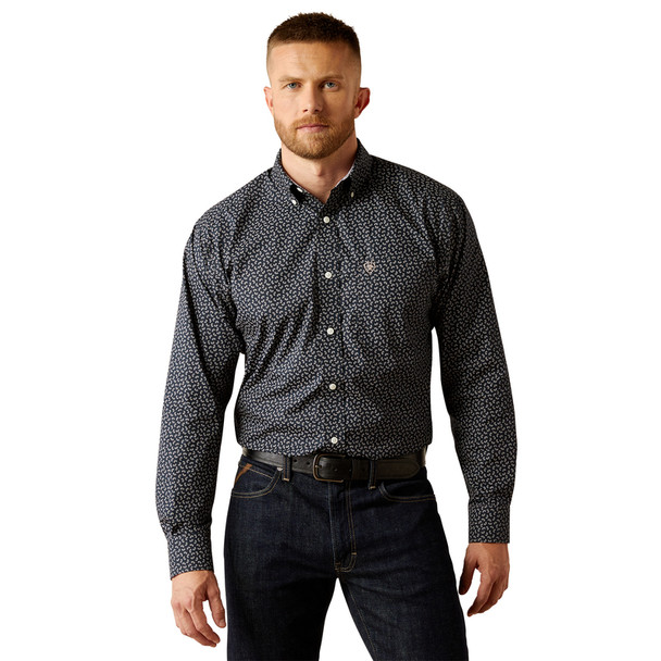 ARIAT RALPH BLACK WRINKLE FREE PRINT - MENS SHIRT  - 10058948