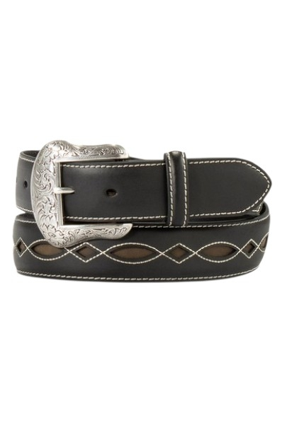 ARIAT STITCH FILIGREE BLACK LEATHER - ACCESSORIES BELT MEN - A1042801
