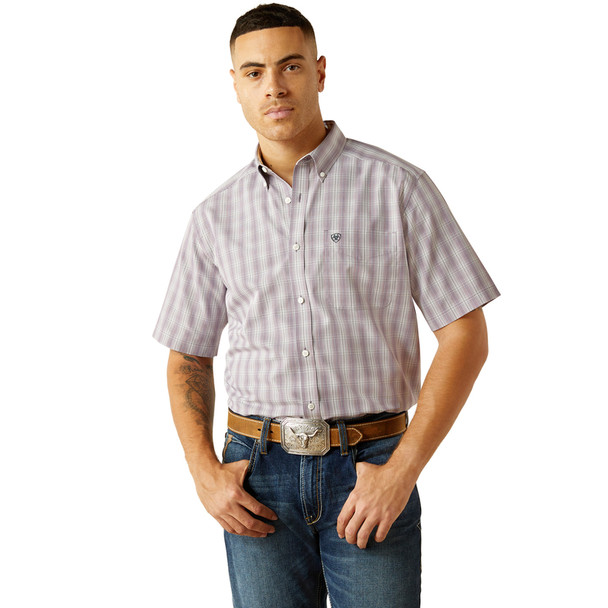 ARIAT ROY GREY PURPLE PLAID - MENS SHIRT  - 10059005