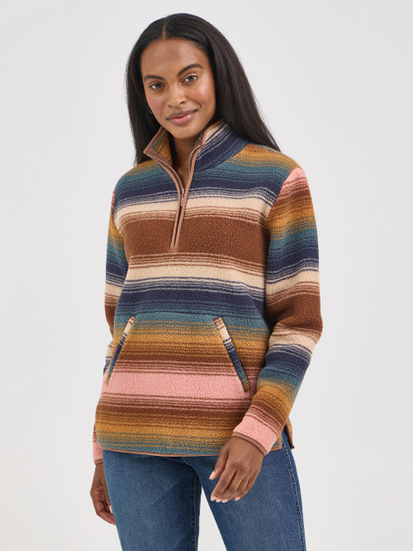 WRANGLER RETRO SHERPA ZIP SUNSET STRIPE - LADIES SWEATSHIRT  - 112367282