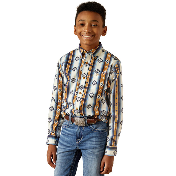 ARIAT SHILO CLASSIC FIT BLUE - KIDS BOYS SHIRT - 10062394