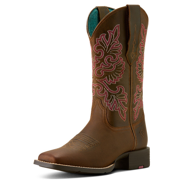 ARIAT ROUND UP SASSY BROWN PINK - BOOT LADIES  - 10064078