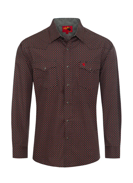 RODEO RED BLACK PEARL SNAP PRINT - MENS SHIRT  - PS100L-1085