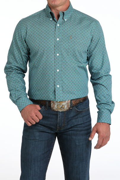 CINCH PRINT MODERN FIT TURQUOISE - MENS SHIRT  - MTW1347140