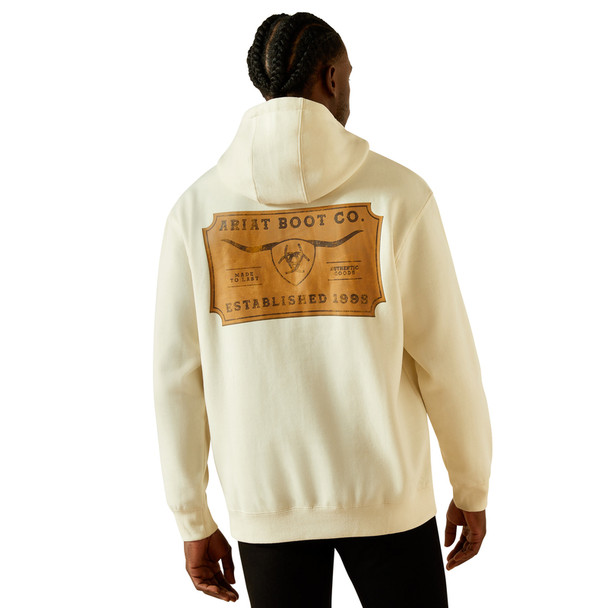 ARIAT SHIELD STEERHEAD OATMEAL - MENS HOODIE  - 10062499