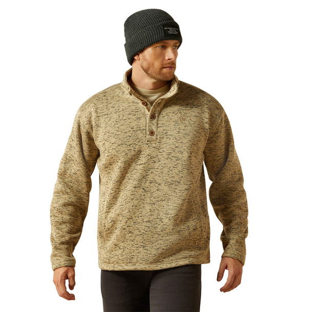 ARIAT CALDWELL 1/4BUTTON LIGHT BROWN - MEN SWEATER  - 10062482