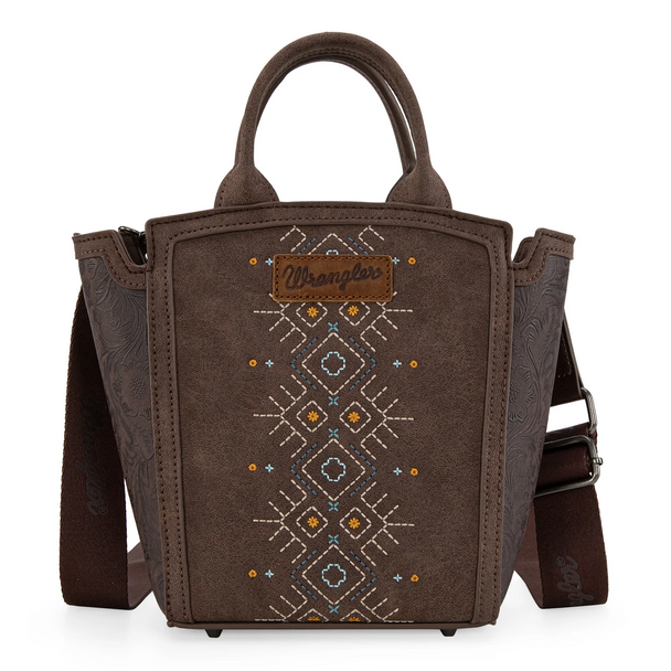 WRANGLER AZTEC EMBROIDERE FLORAL COFFEE - LADIES PURSES  - WG211-8014CF