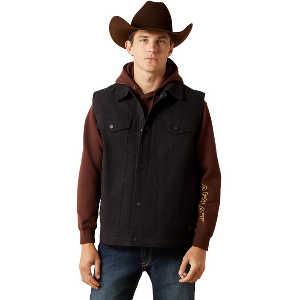ARIAT CANVAS RANCHER BLACK VEST - MEN VESTS  - 10062436