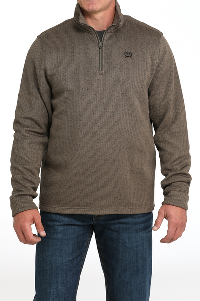 CINCH BROWN 1/4 ZIP SWEATER - MEN SWEATER  - MWK1080017