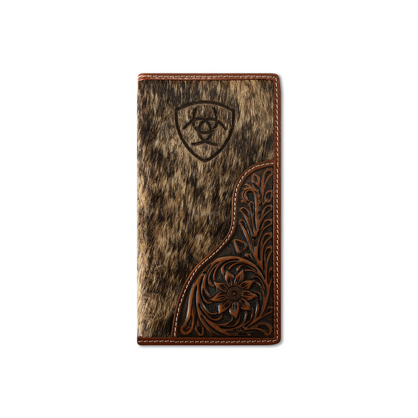 ARIAT LASER ETCHED SHIELD BROWN CALF - ACCESSORIES WALLET  - A3564302