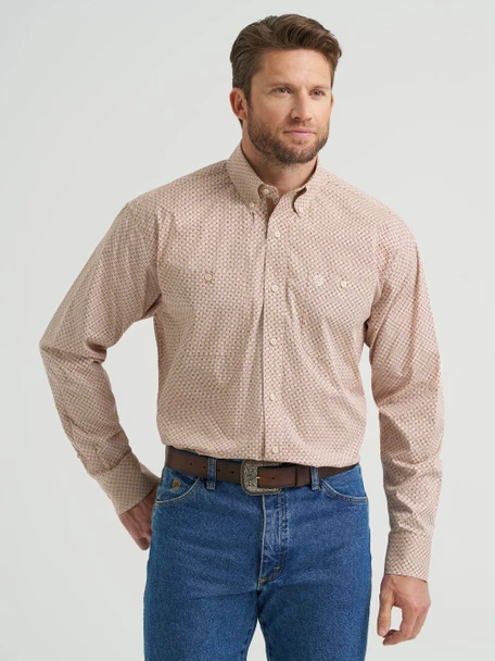 WRANGLER GEORGE STRAIT PURPLE TAN PRINT - MENS SHIRT  - 112369564