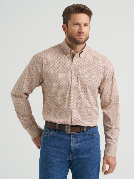 WRANGLER GEORGE STRAIT PURPLE TAN PRINT - MENS SHIRT  - 112369564