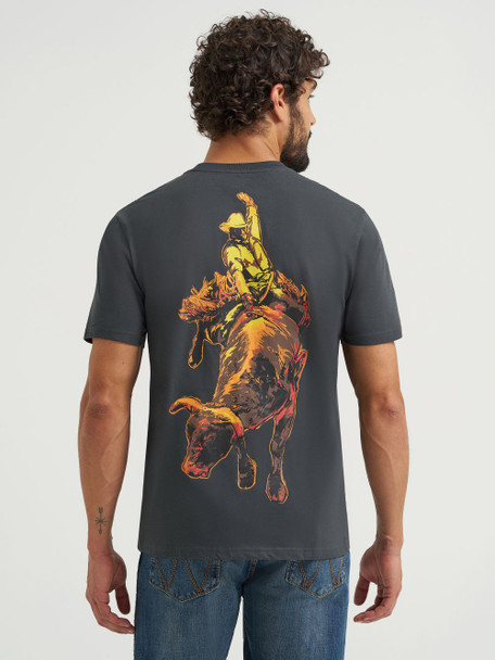 WRANGLER BUCKING BRONCO WASHED BLACK - MENS TEE  - 112368424