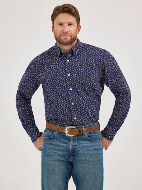 WRANGLER CODY JOHNSON NAVY PRINT - MENS SHIRT  - 112369548