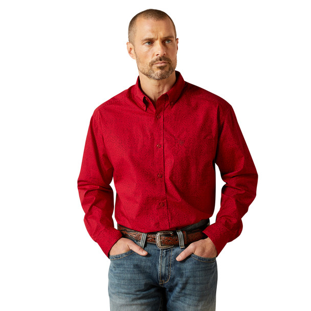 ARIAT RED TYSON CLASSIC FIT PRINT - MENS SHIRT  - 10065853