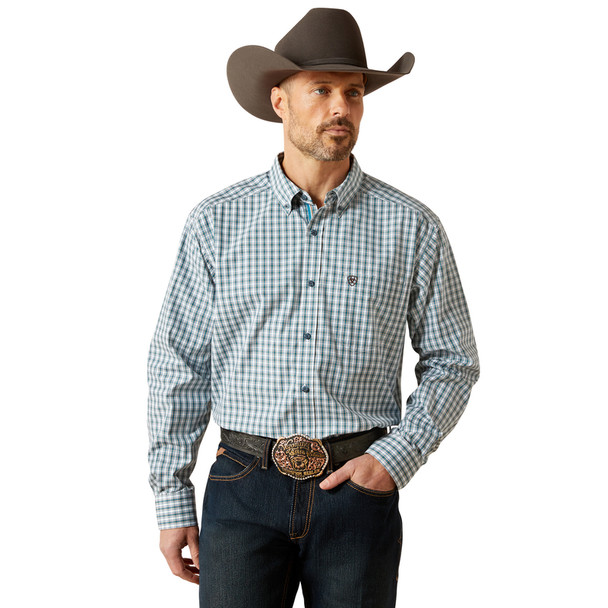 ARIAT PRO TOWNES DARK TEAL PLAID - MENS SHIRT  - 10065772