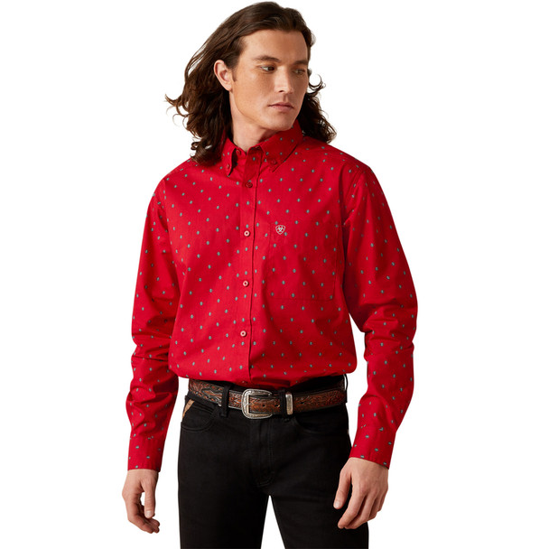 ARIAT TRUETT RED FITTED PRINT - MENS SHIRT  - 10065847