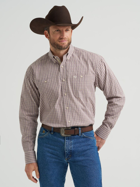 WRANGLER GEORGE STRAIT PURPLE TAN PLAID - MENS SHIRT  - 112369635